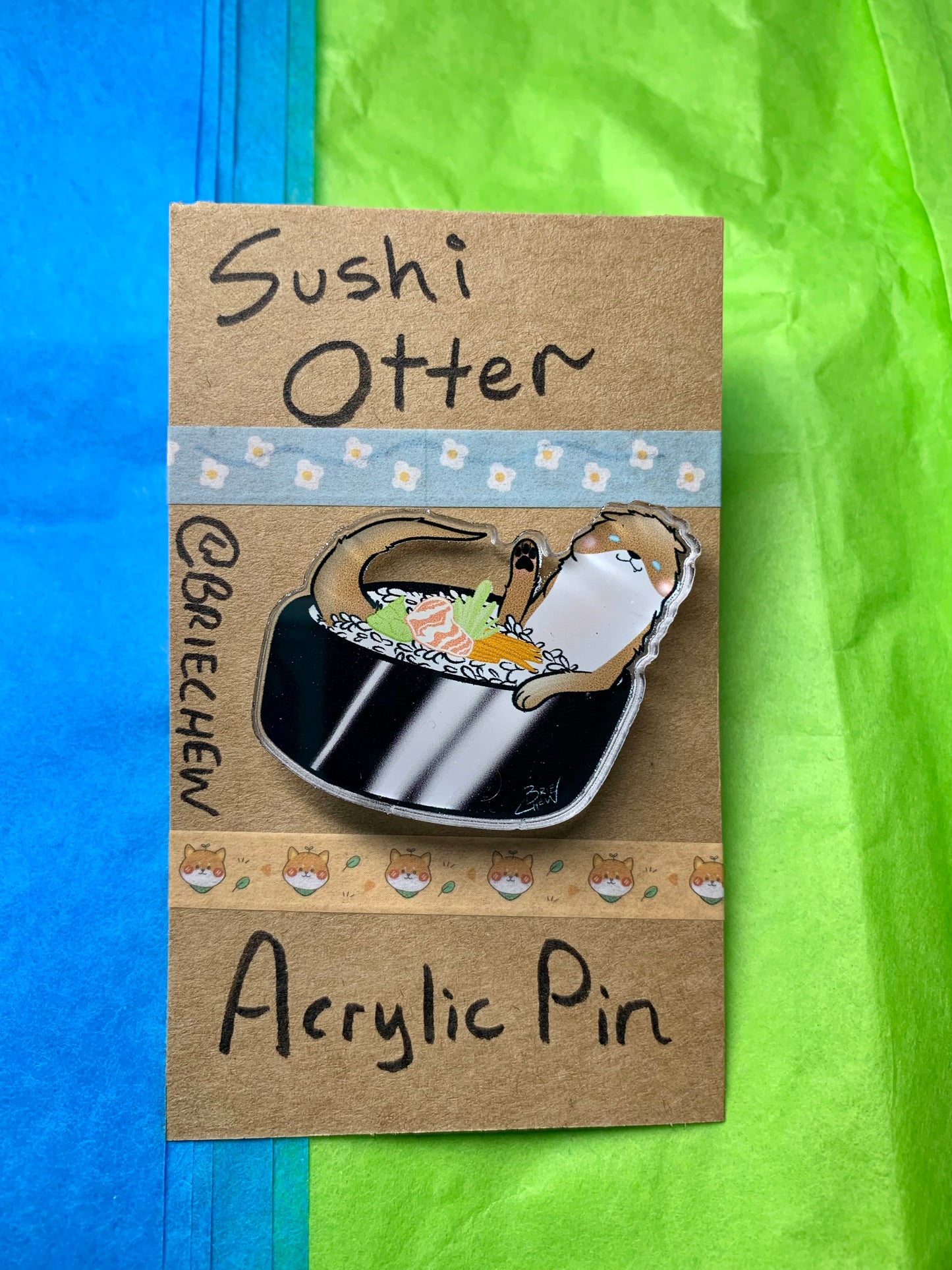 Sushi Otter Acrylic Pin