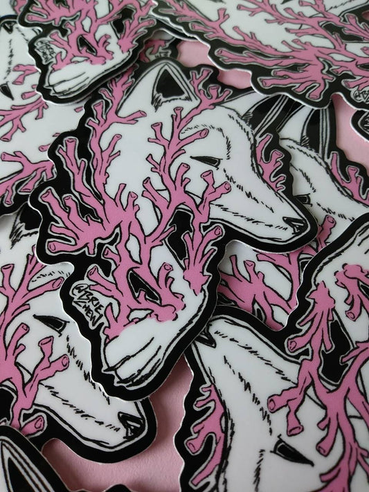 Coral Fox Sticker