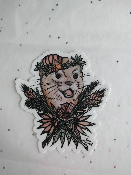 Otter Flower Sticker