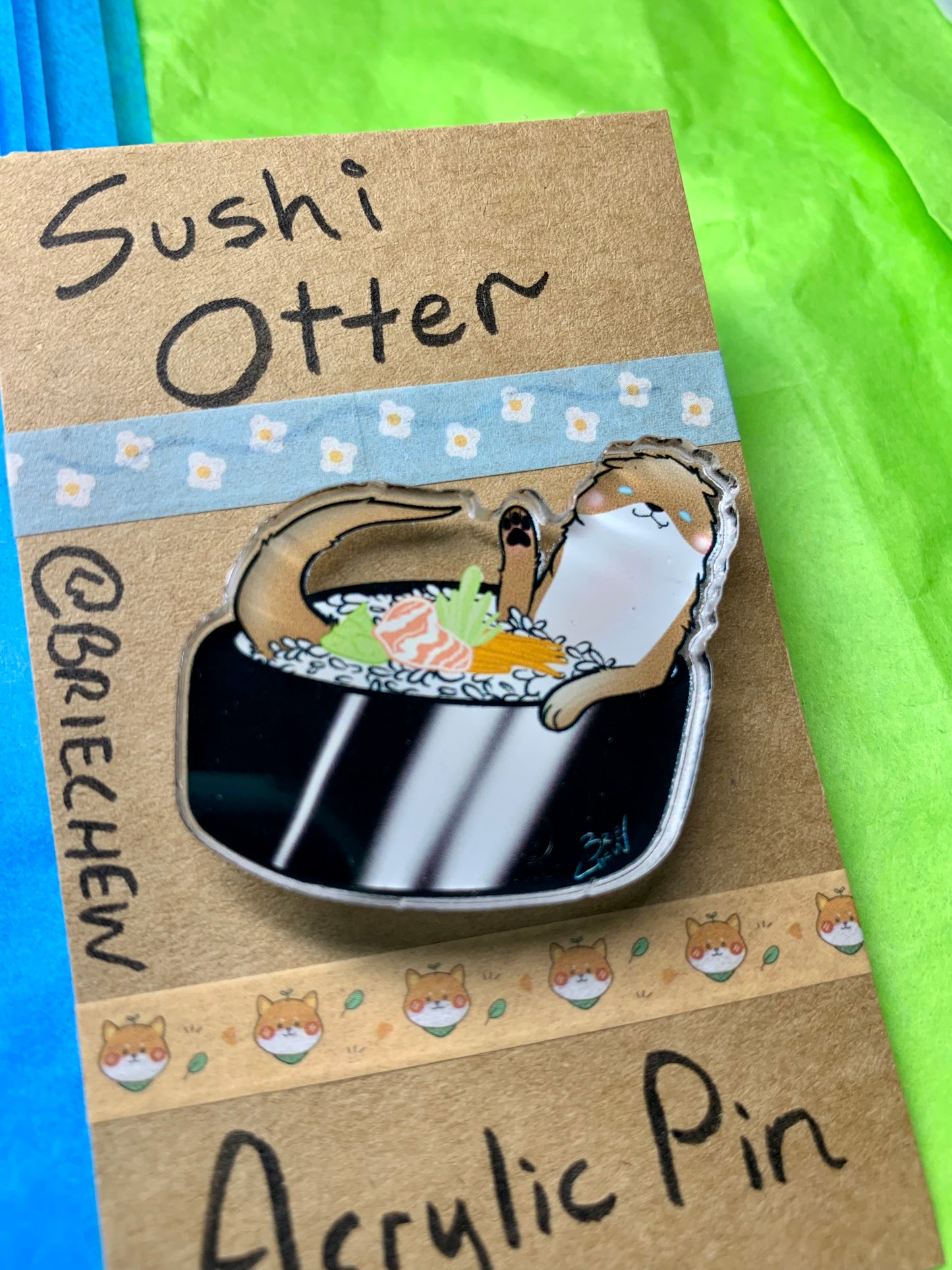 Sushi Otter Acrylic Pin