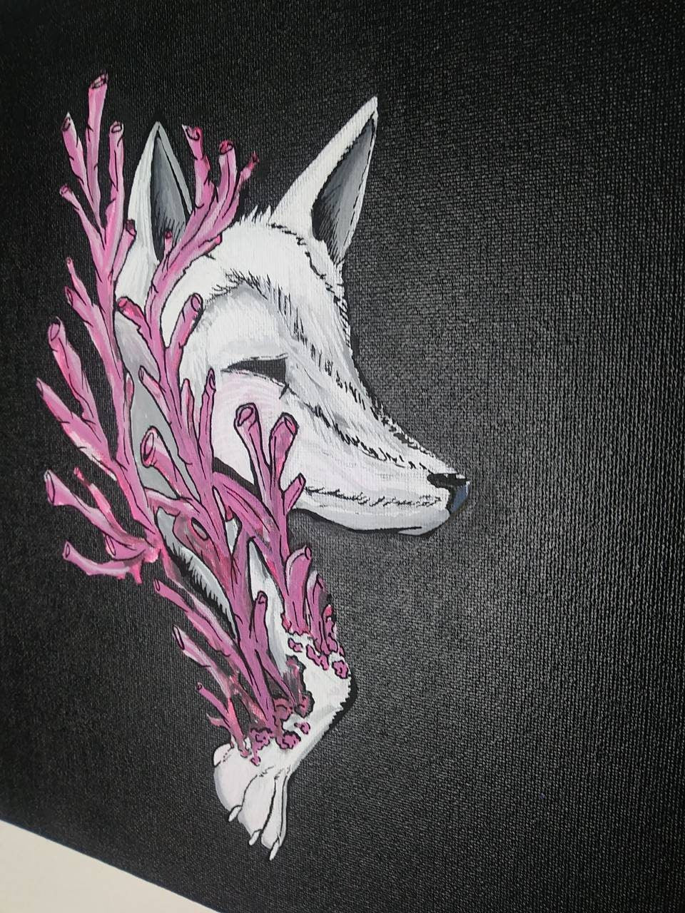 Coral Fox Acrylic Painting | 12 x 12 Canvas |