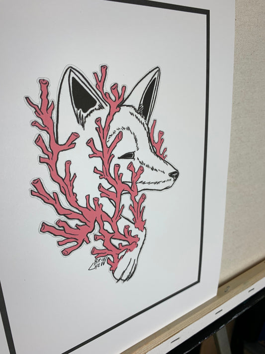 Coral Fox Print