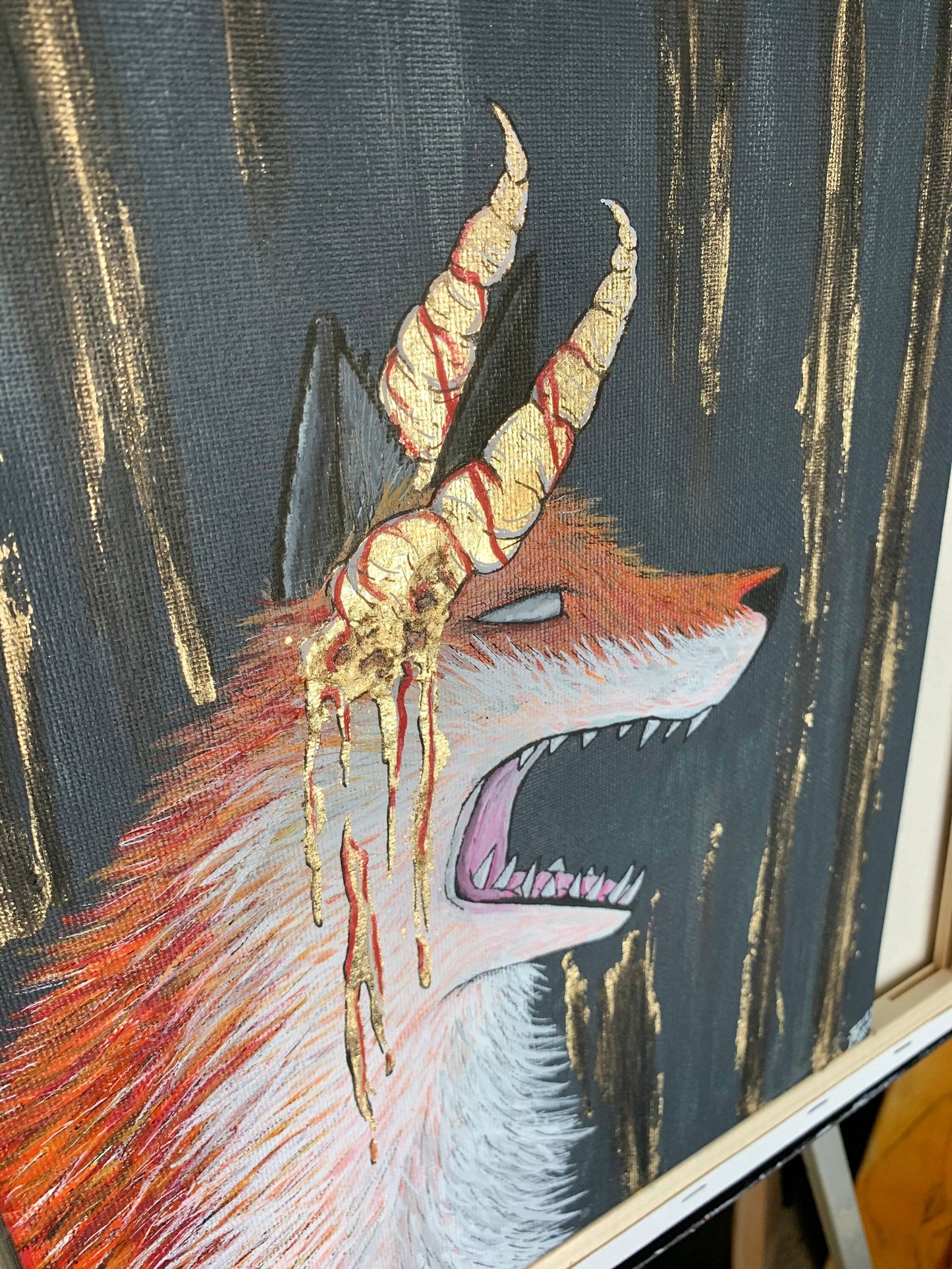 Greed Fox Acrylic Painting (Original)