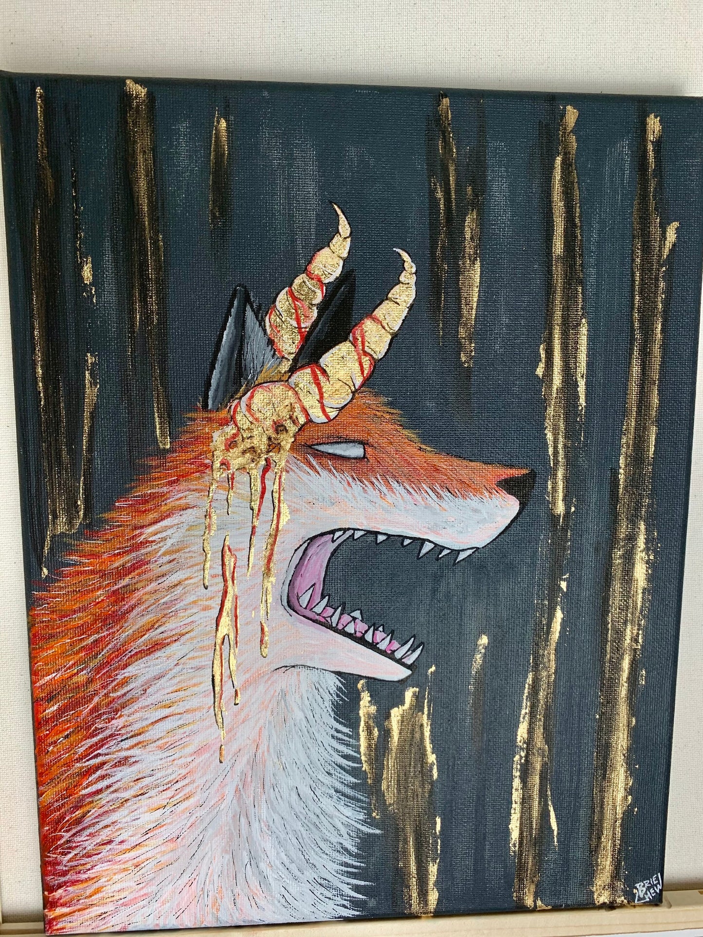 Greed Fox Acrylic Painting (Original)