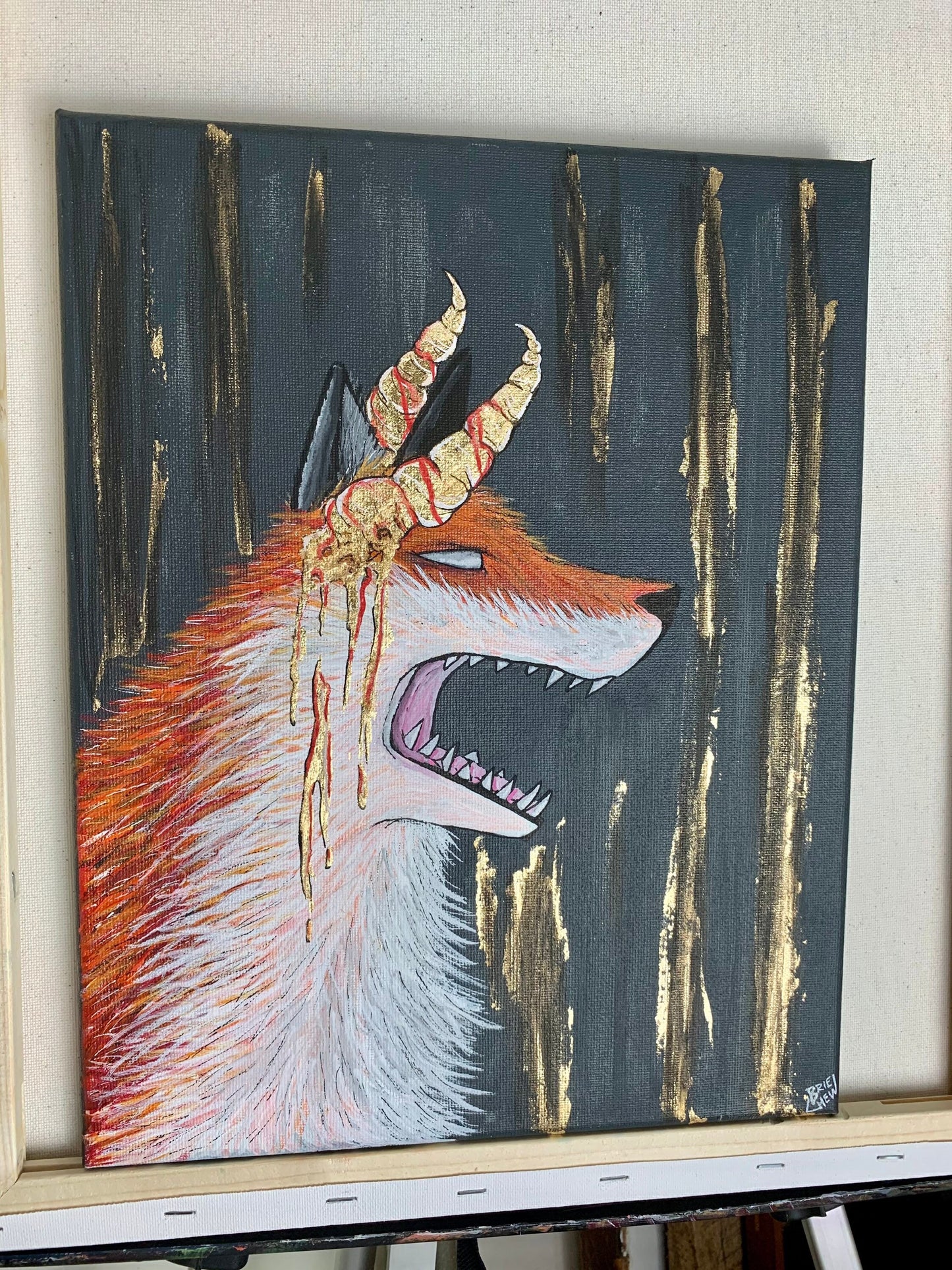 Greed Fox Acrylic Painting (Original)