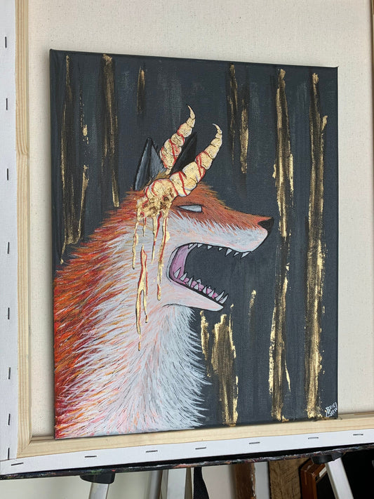Greed Fox Acrylic Painting (Original)